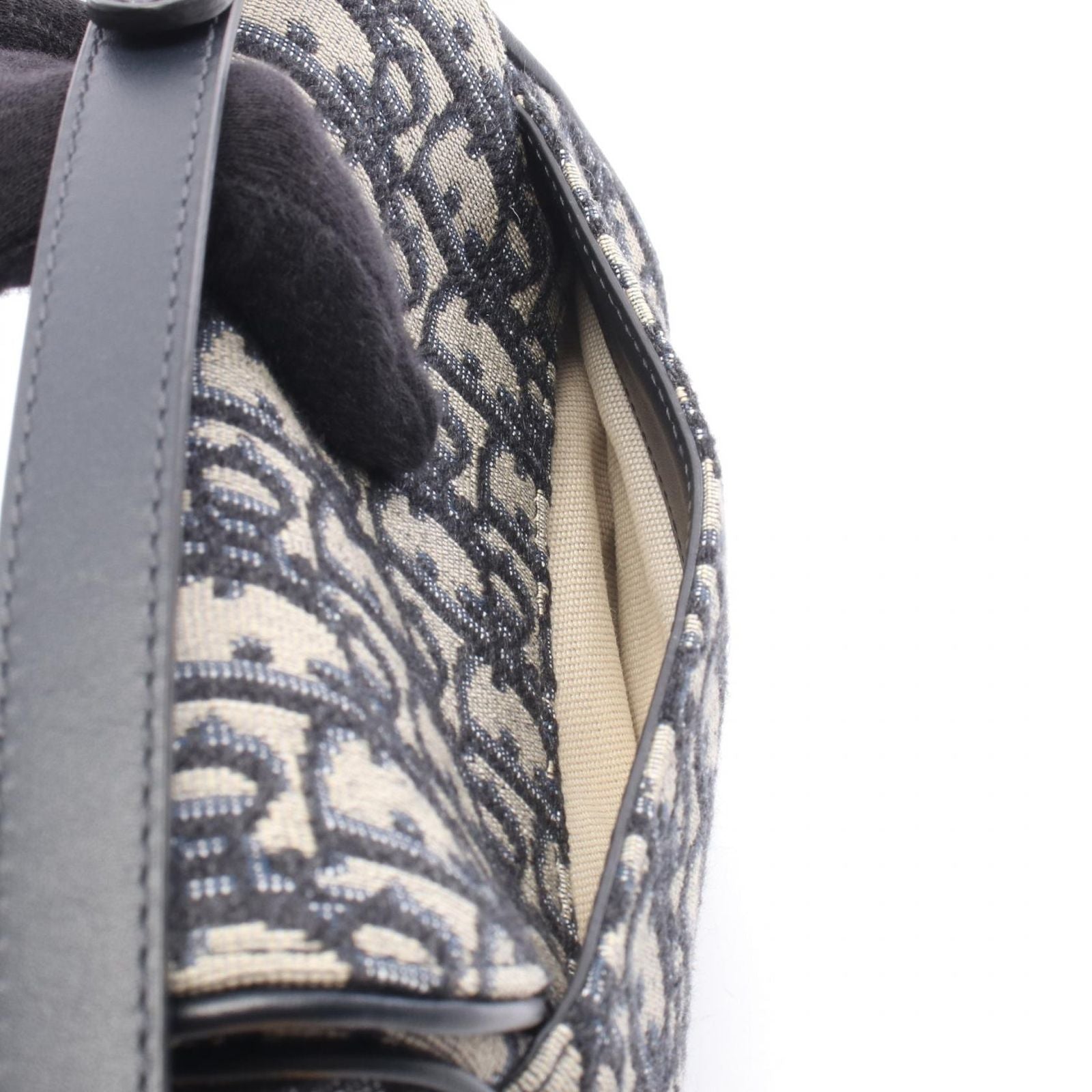 Dior Saddle Bag Mini Oblique 2-Way Navy Canvas Leather — view 5