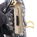 Dior Saddle Bag Mini Oblique 2-Way Navy Canvas Leather — view 3
