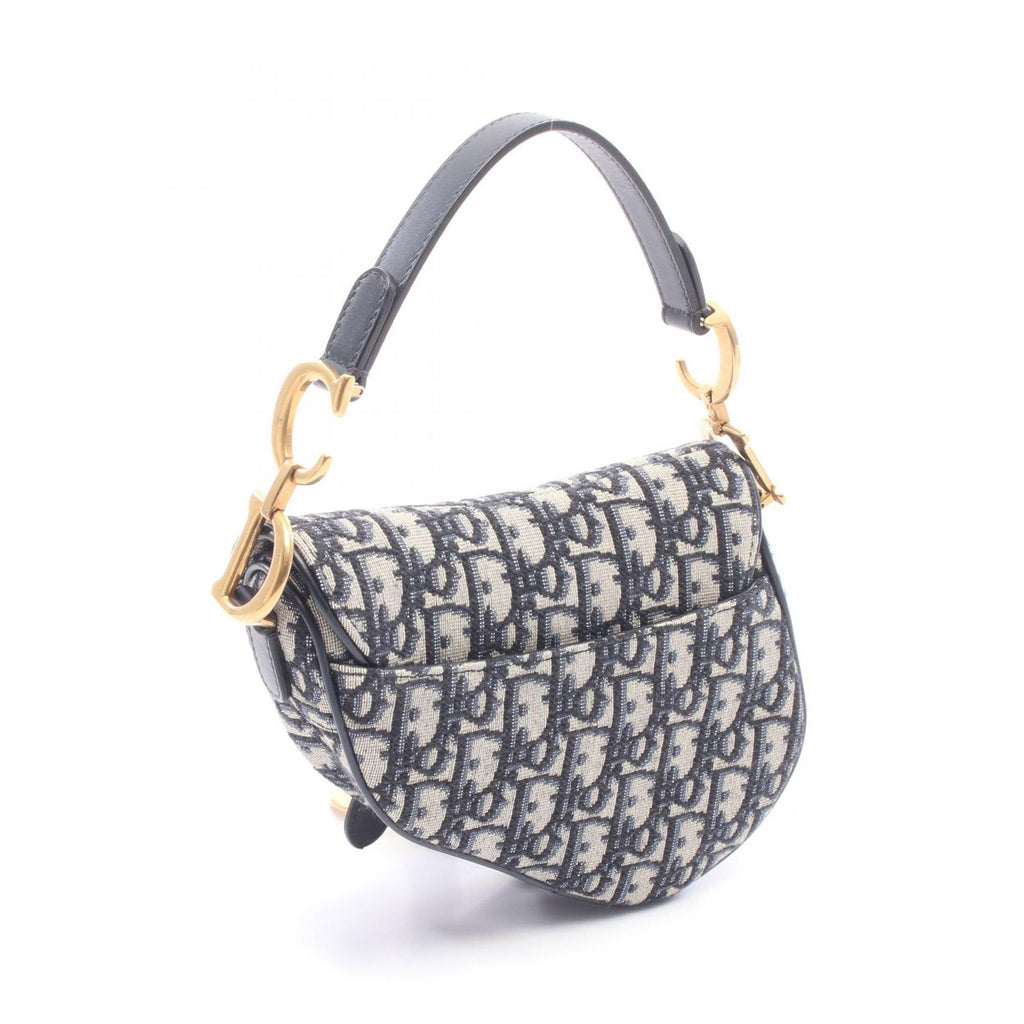 Dior Saddle Bag Mini Oblique 2-Way Navy Canvas Leather — view 2