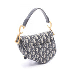 Dior Saddle Bag Mini Oblique 2-Way Navy Canvas Leather — view 2