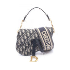 Dior Saddle Bag Mini Oblique 2-Way Navy Canvas Leather