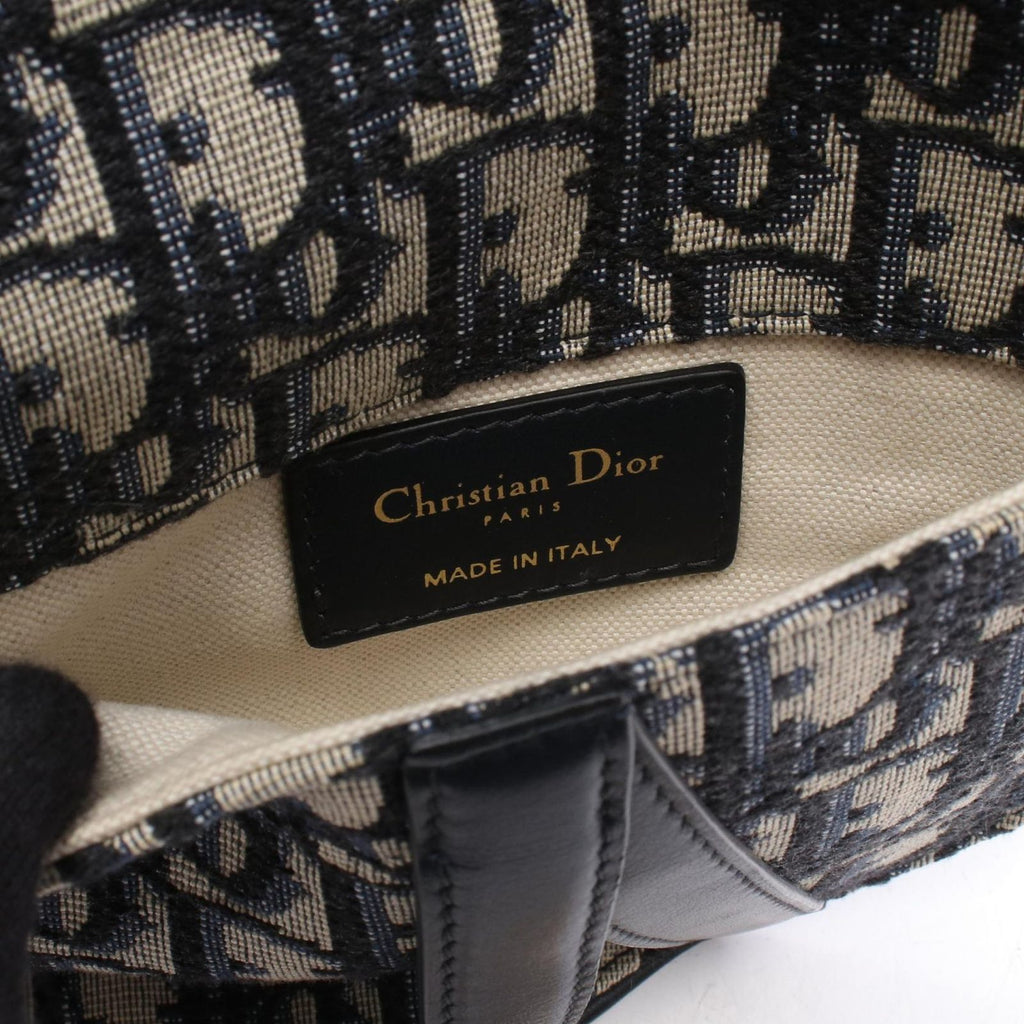 Dior Waist Bag Saddle Oblique Navy Canvas Leather — view 4