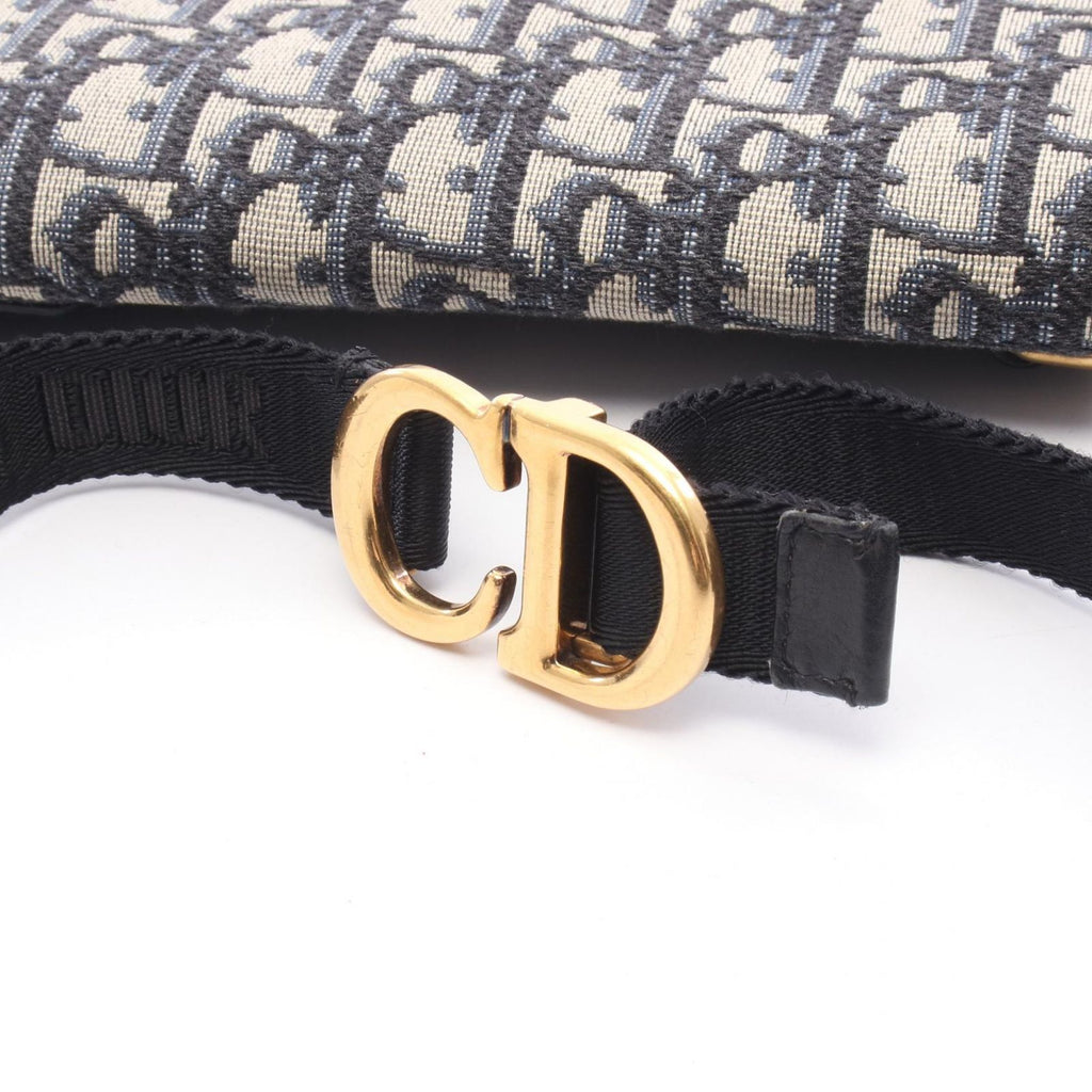 Dior Waist Bag Saddle Oblique Navy Canvas Leather — view 7