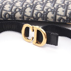 Dior Waist Bag Saddle Oblique Navy Canvas Leather — view 7