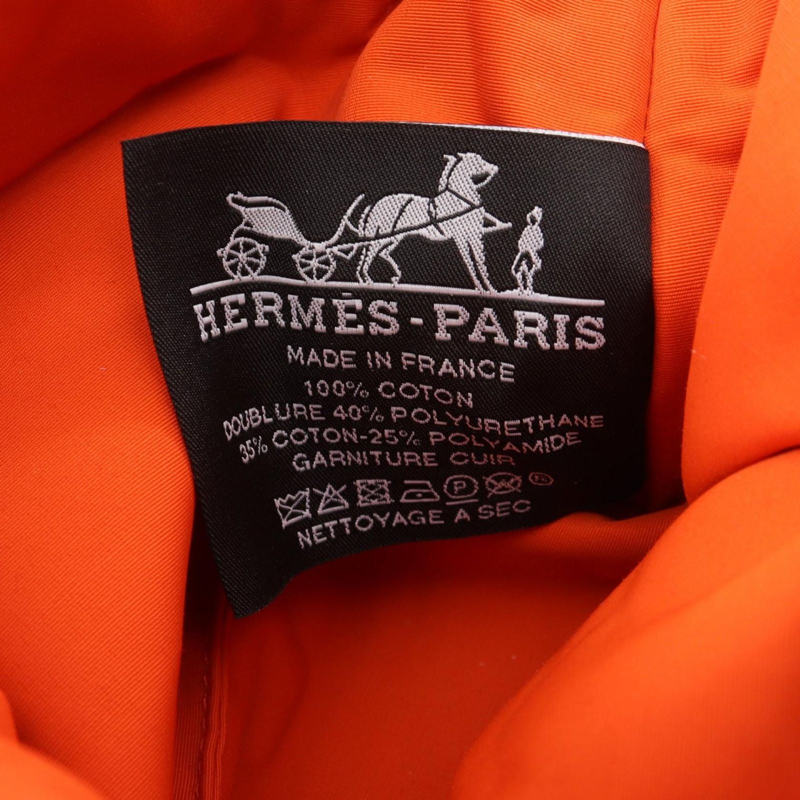 Hermes Pouch Bolide Mini 02 Orange White Canvas Leather Black — view 4
