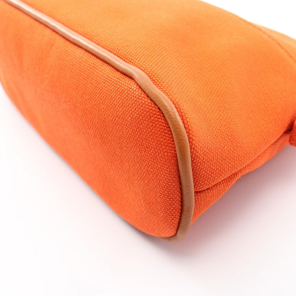 Hermes Pouch Bolide Mini 02 Orange White Canvas Leather Black — view 5