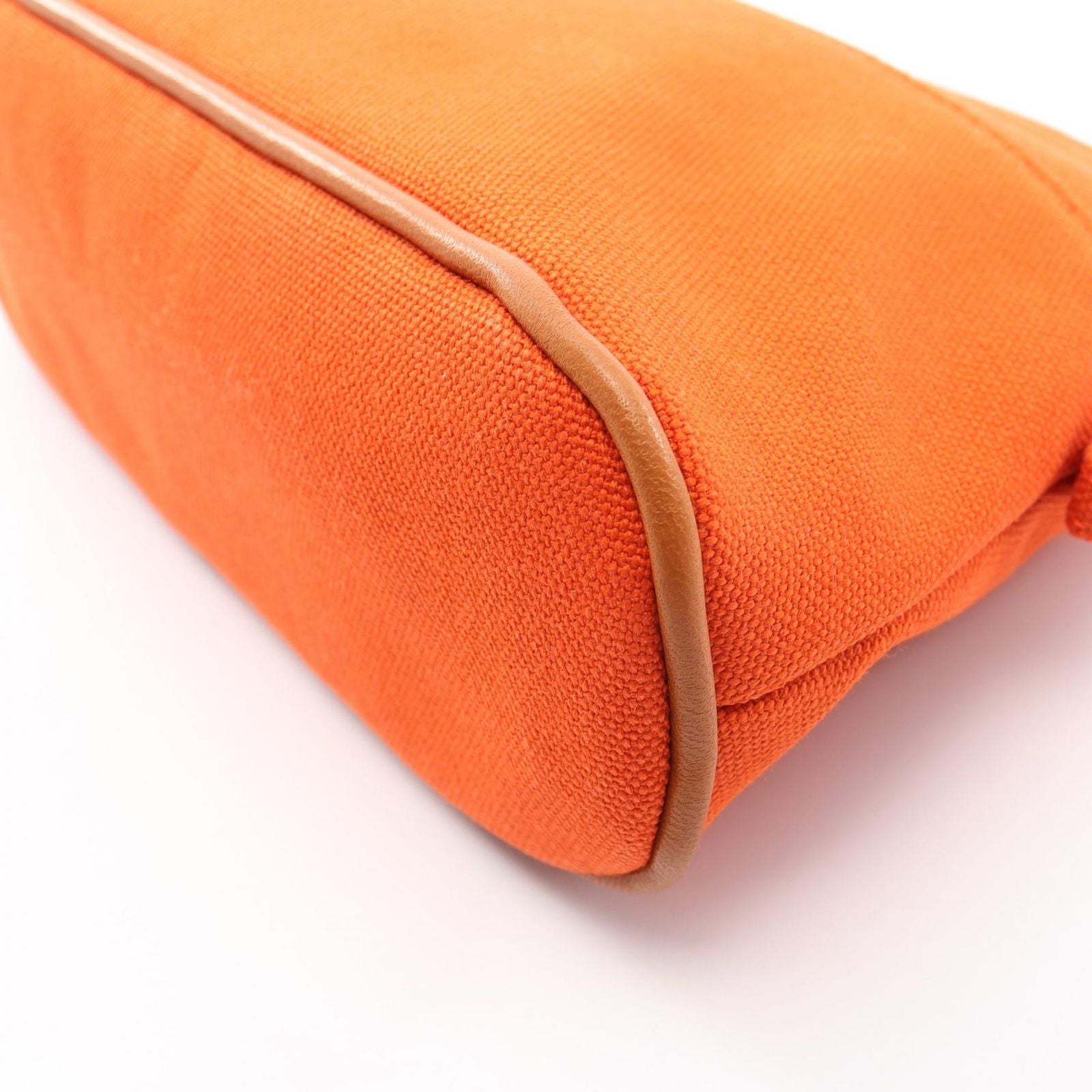 Hermes Pouch Bolide Mini 02 Orange White Canvas Leather Black — view 5