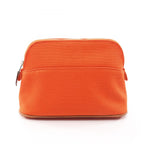 Hermes Pouch Bolide Mini 02 Orange White Canvas Leather Black