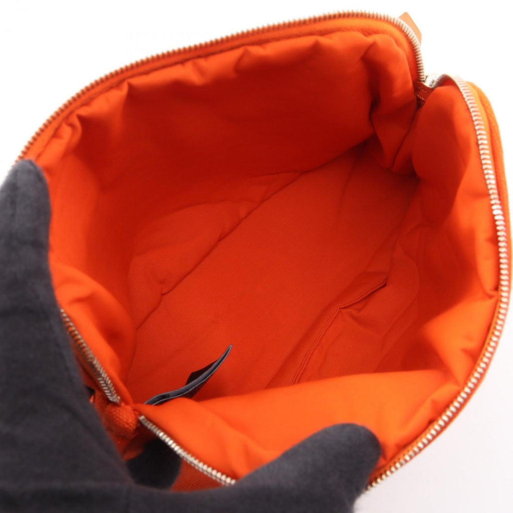 Hermes Pouch Bolide Mini 02 Orange White Canvas Leather Black — view 3