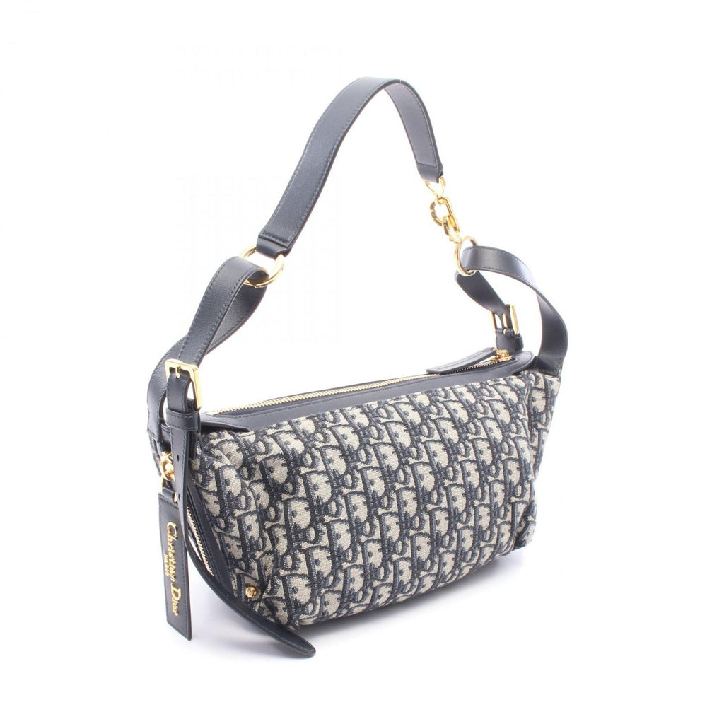 Dior Shoulder Bag D-journey Small Oblique Navy Ivory Canvas Leather — view 2