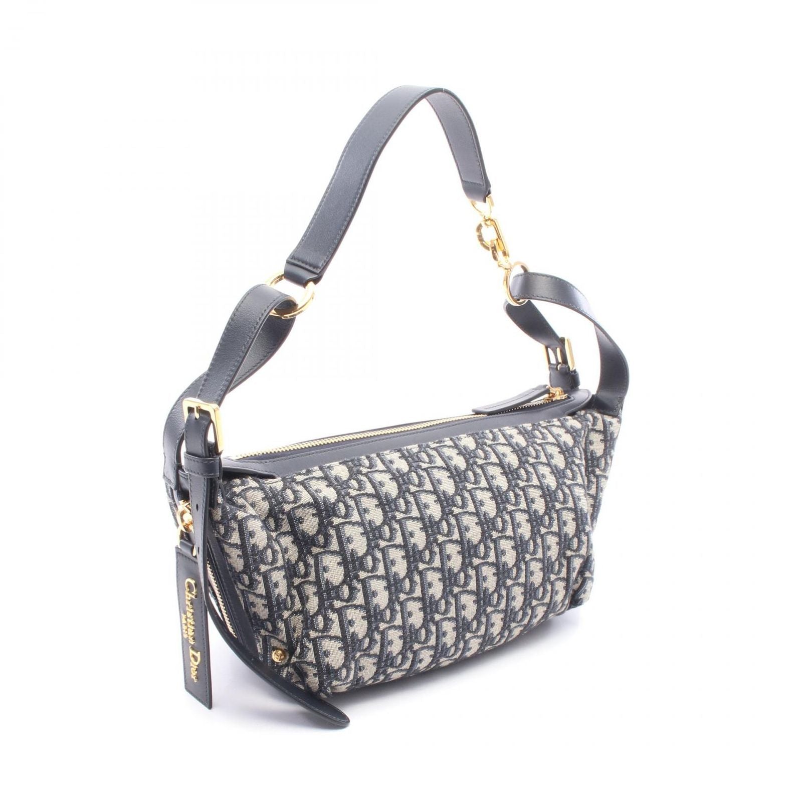 Dior Shoulder Bag D-journey Small Oblique Navy Ivory Canvas Leather — view 2
