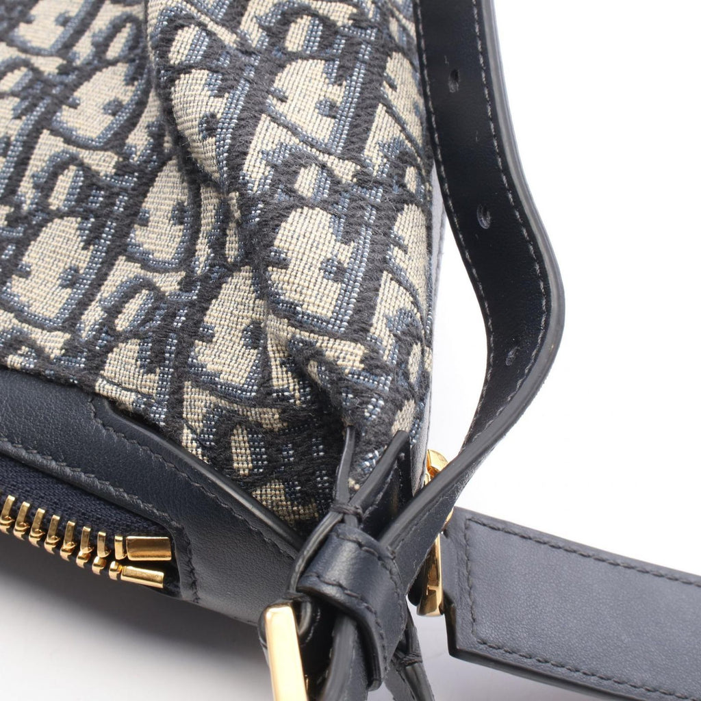 Dior Shoulder Bag D-journey Small Oblique Navy Ivory Canvas Leather — view 5