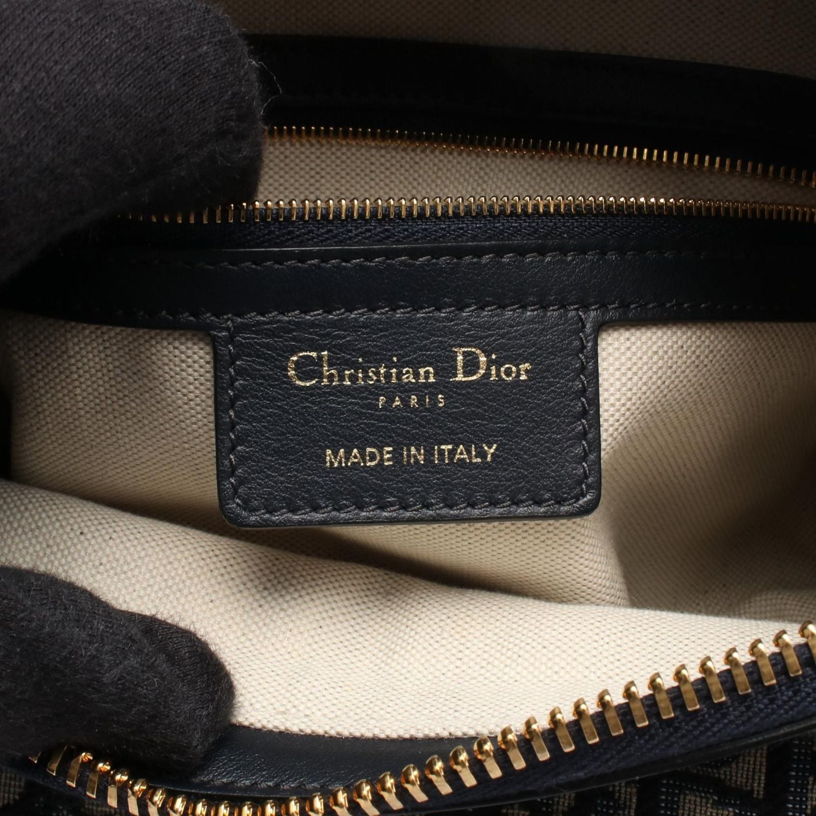 Dior Shoulder Bag D-journey Small Oblique Navy Ivory Canvas Leather — view 4