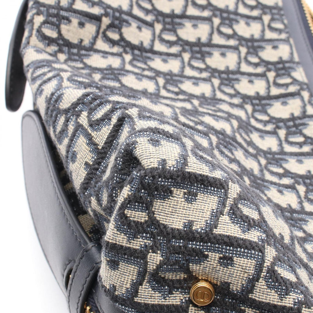 Dior Shoulder Bag D-journey Small Oblique Navy Ivory Canvas Leather — view 6