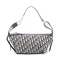 Dior Shoulder Bag D-journey Small Oblique Navy Ivory Canvas Leather