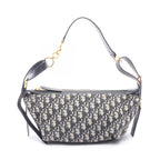 Dior Shoulder Bag D-journey Small Oblique Navy Ivory Canvas Leather