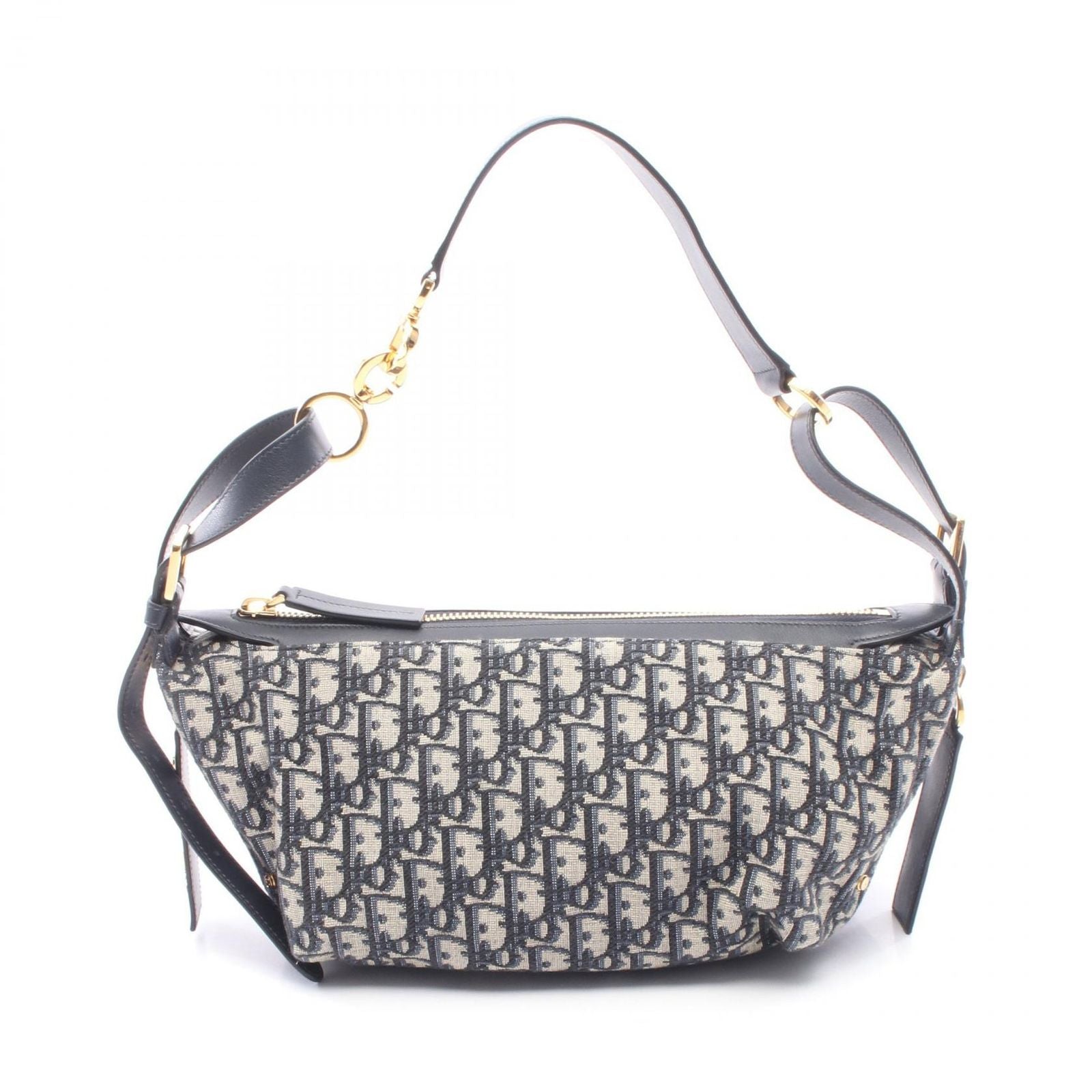 Dior Shoulder Bag D-journey Small Oblique Navy Ivory Canvas Leather
