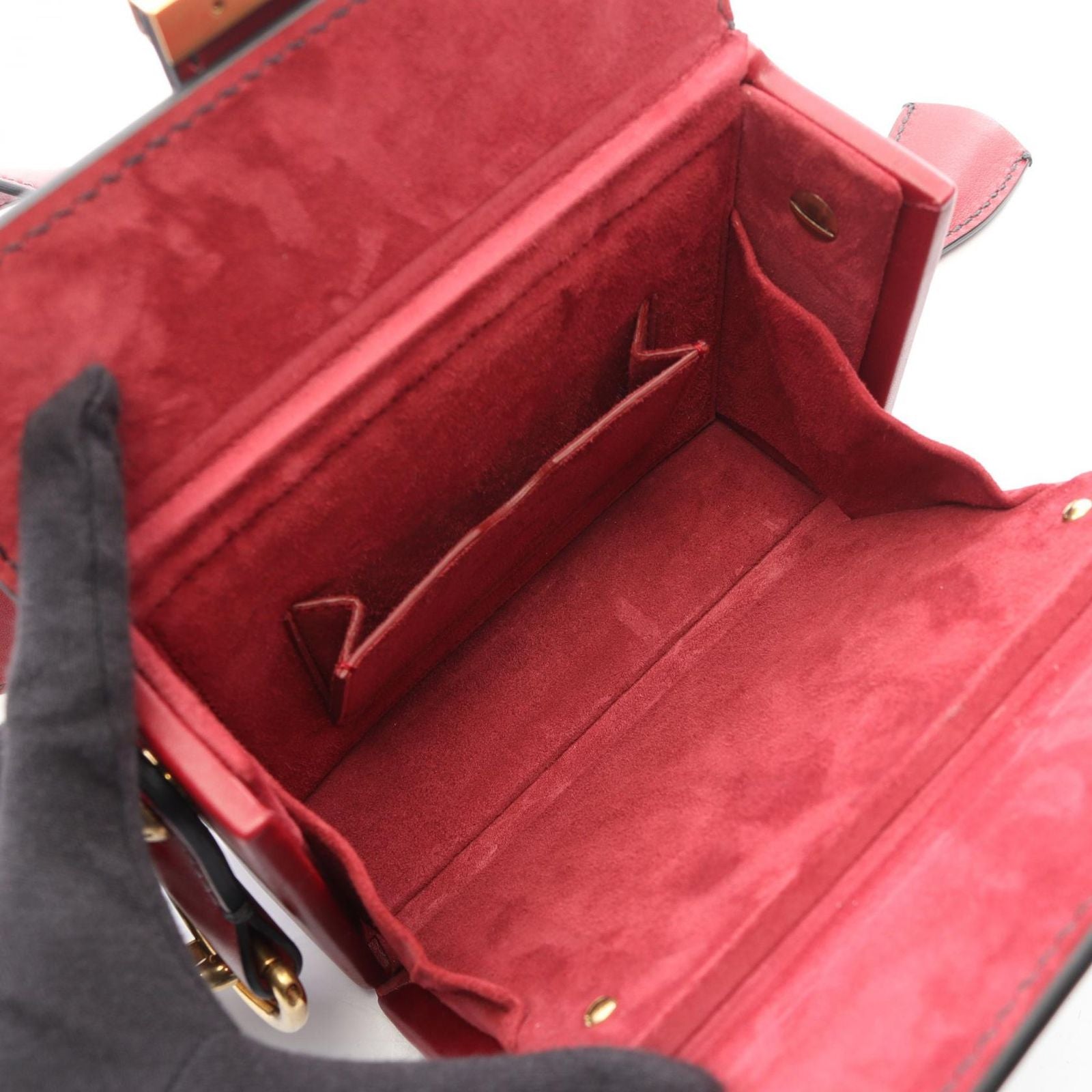 Dior Shoulder Bag Addict Small Box Red Leather — view 3
