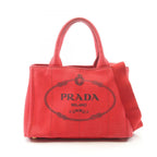 Prada Tote Canapa 2-Way Red Black Canvas Mini