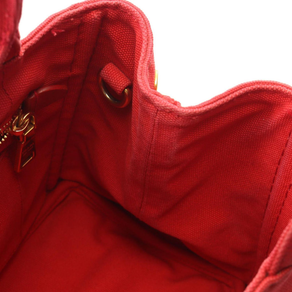 Prada Tote Canapa 2-Way Red Black Canvas Mini — view 5