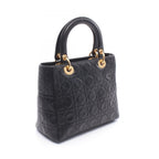 Dior Handbag Lady Dior 2-Way Black Leather Tote Bag