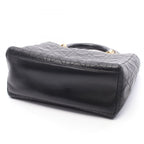 Dior Handbag Lady Dior 2-Way Black Leather Tote Bag