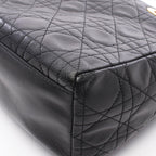 Dior Handbag Lady Dior 2-Way Black Leather Tote Bag