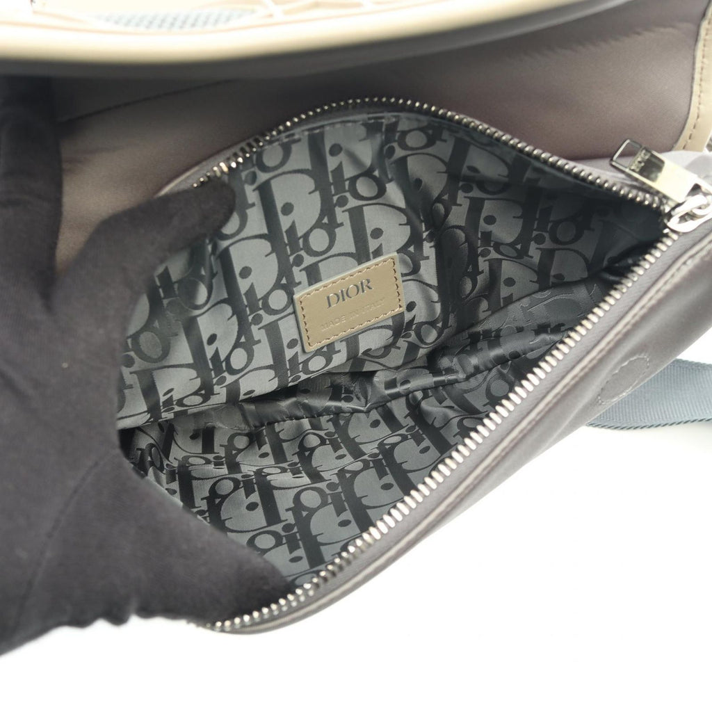Dior Waist Bag Saddle Mesh Gray Nylon Leather — view 3