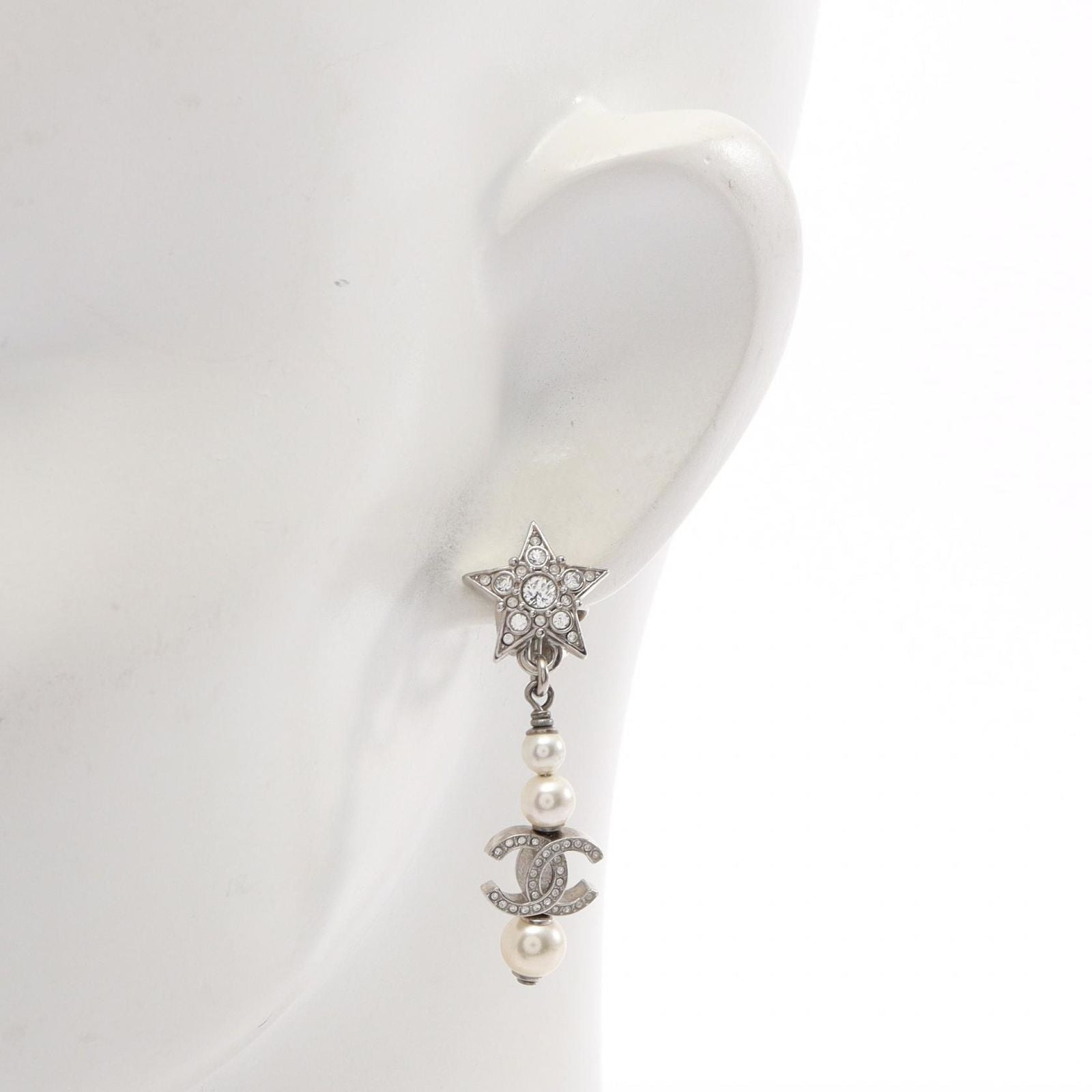 Chanel Earrings CC Logo Star Swing Stainless Steel — view 4