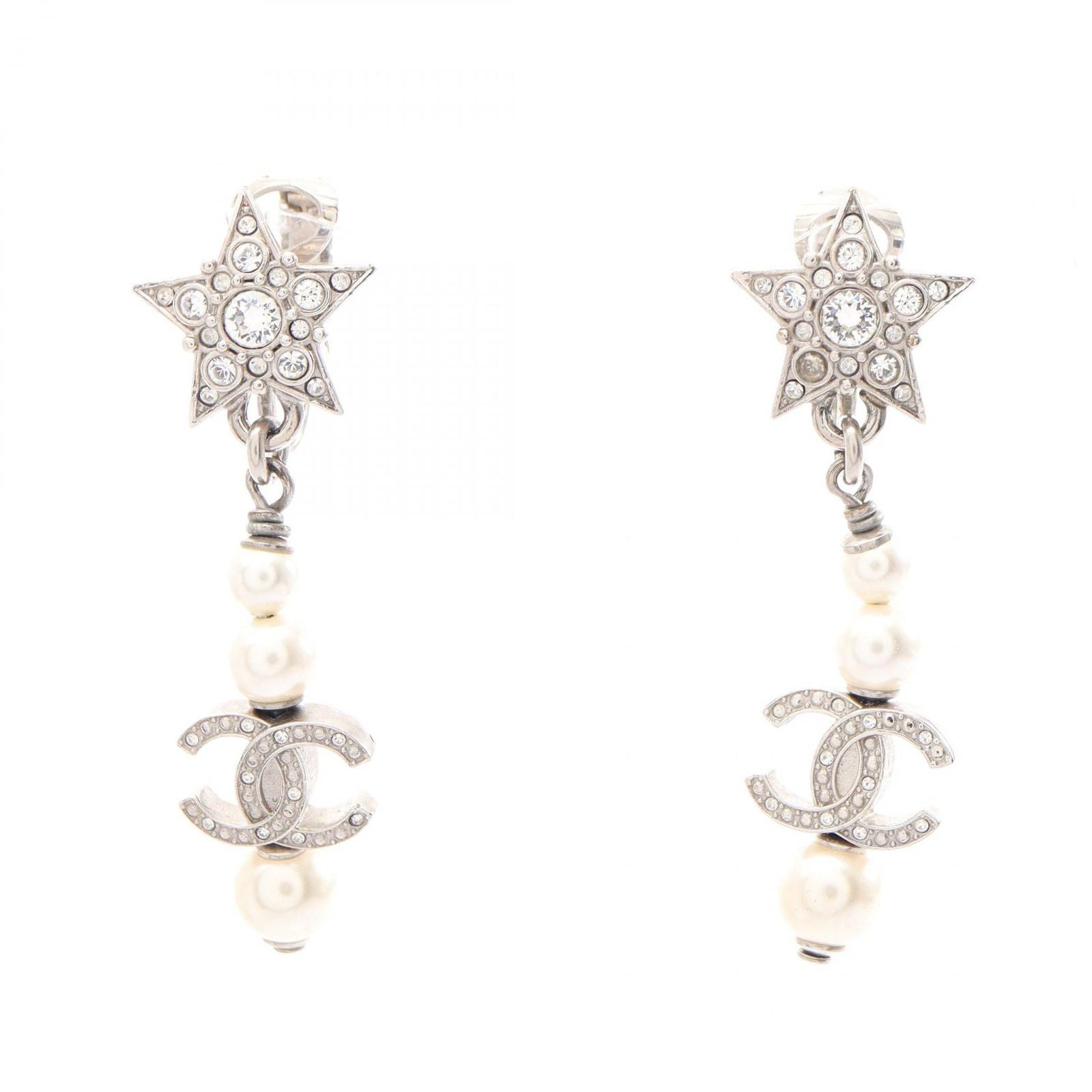 Chanel Earrings CC Logo Star Swing Stainless Steel