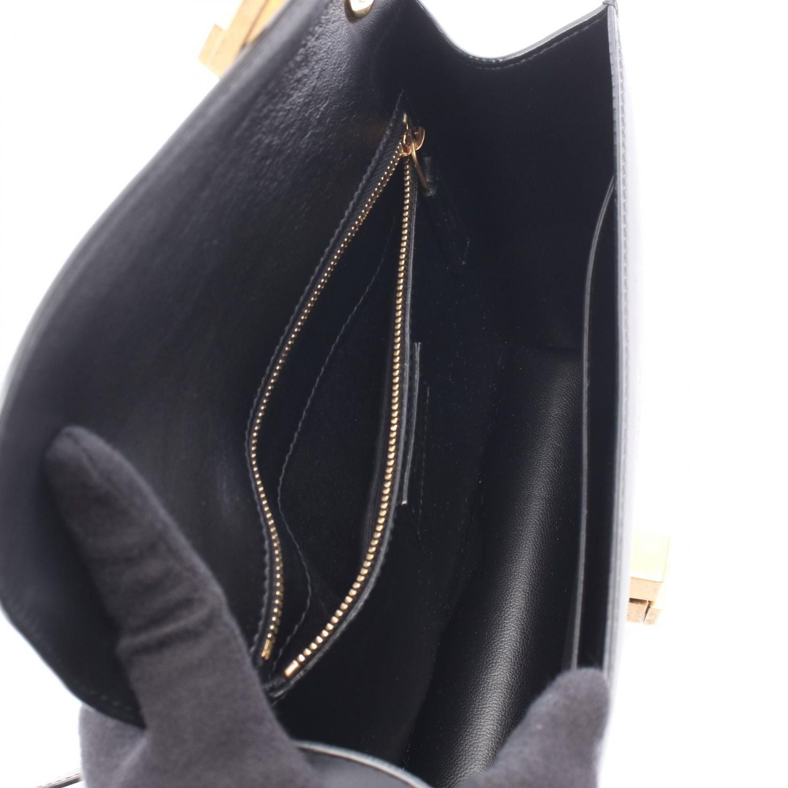 Saint Laurent Paris Shoulder Bag Carre Satchel Black Leather — view 3