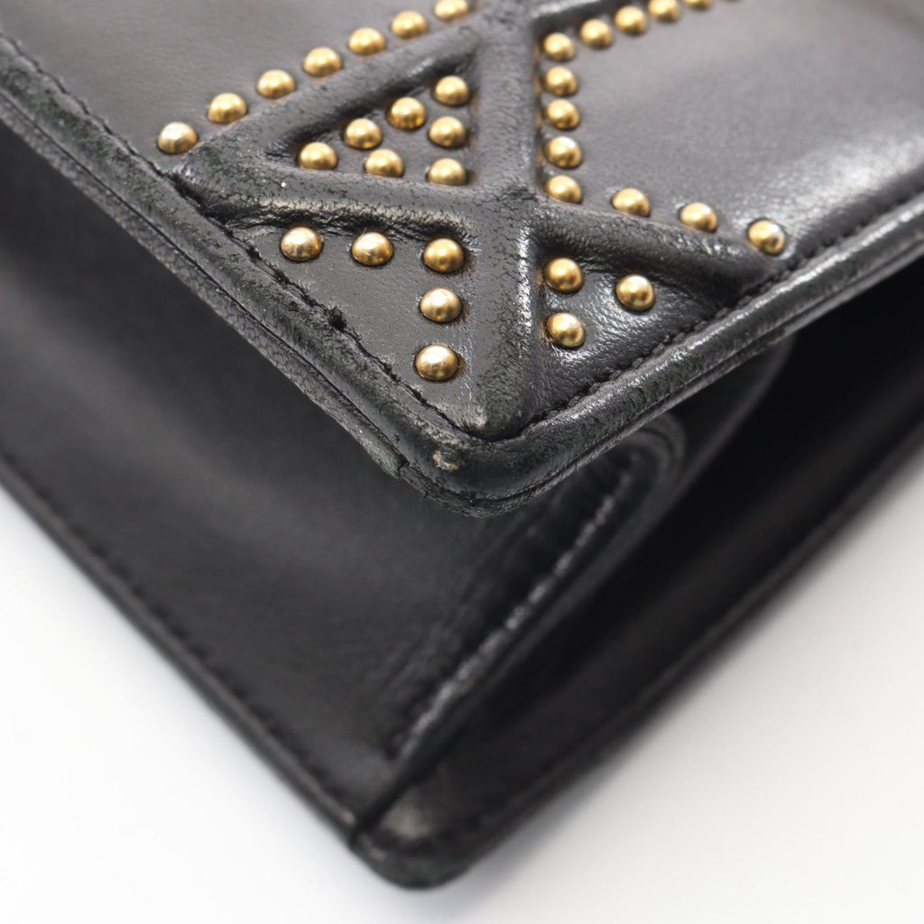 Dior Shoulder Bag Ama Black Leather Diorama Studs Chain — view 8