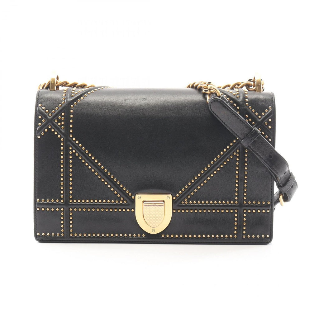 Dior Shoulder Bag Ama Black Leather Diorama Studs Chain