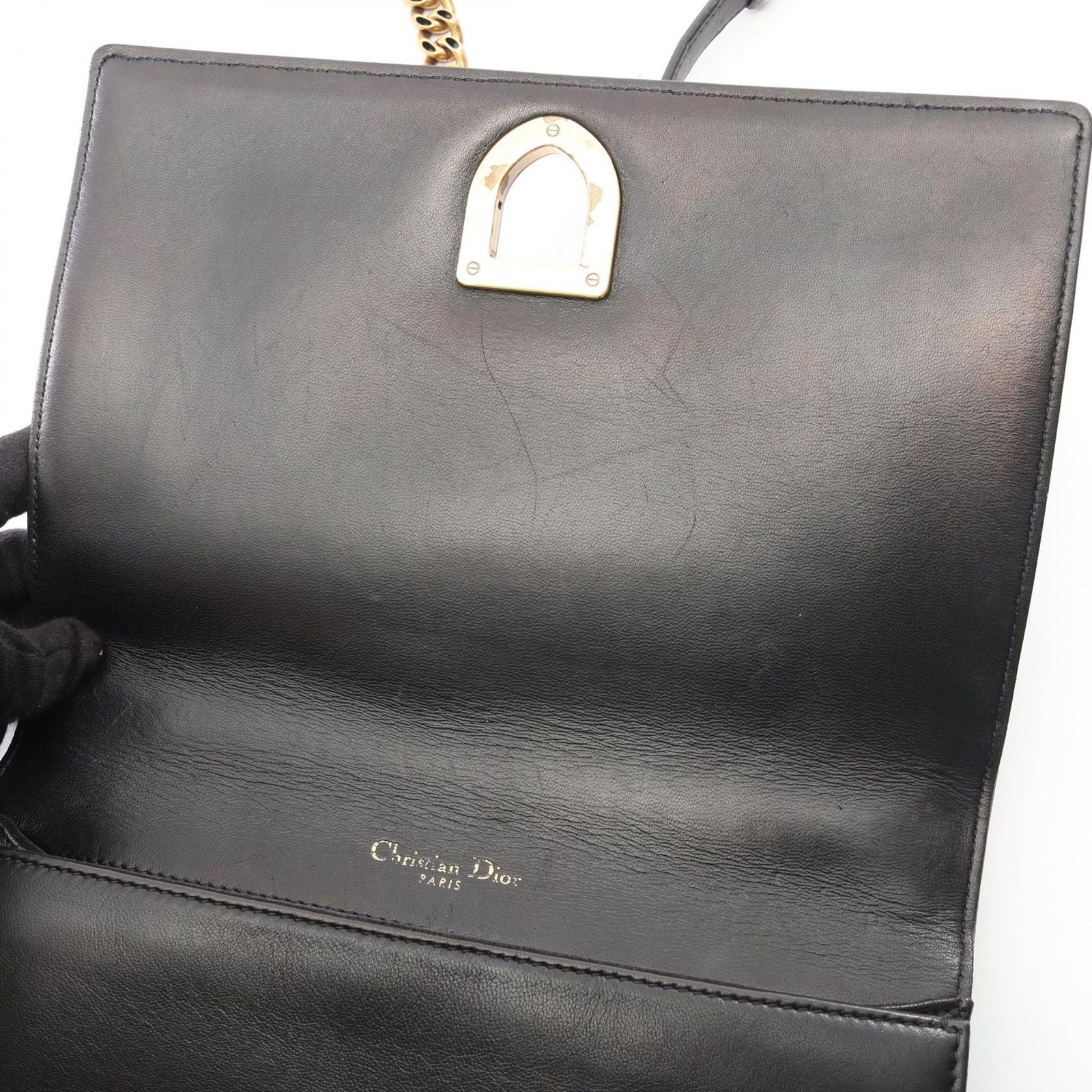 Dior Shoulder Bag Ama Black Leather Diorama Studs Chain — view 6