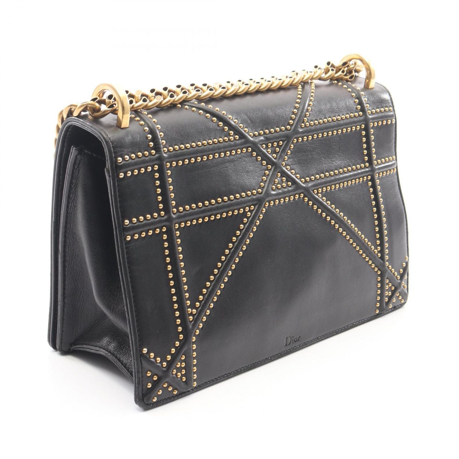 Dior Shoulder Bag Ama Black Leather Diorama Studs Chain — view 2