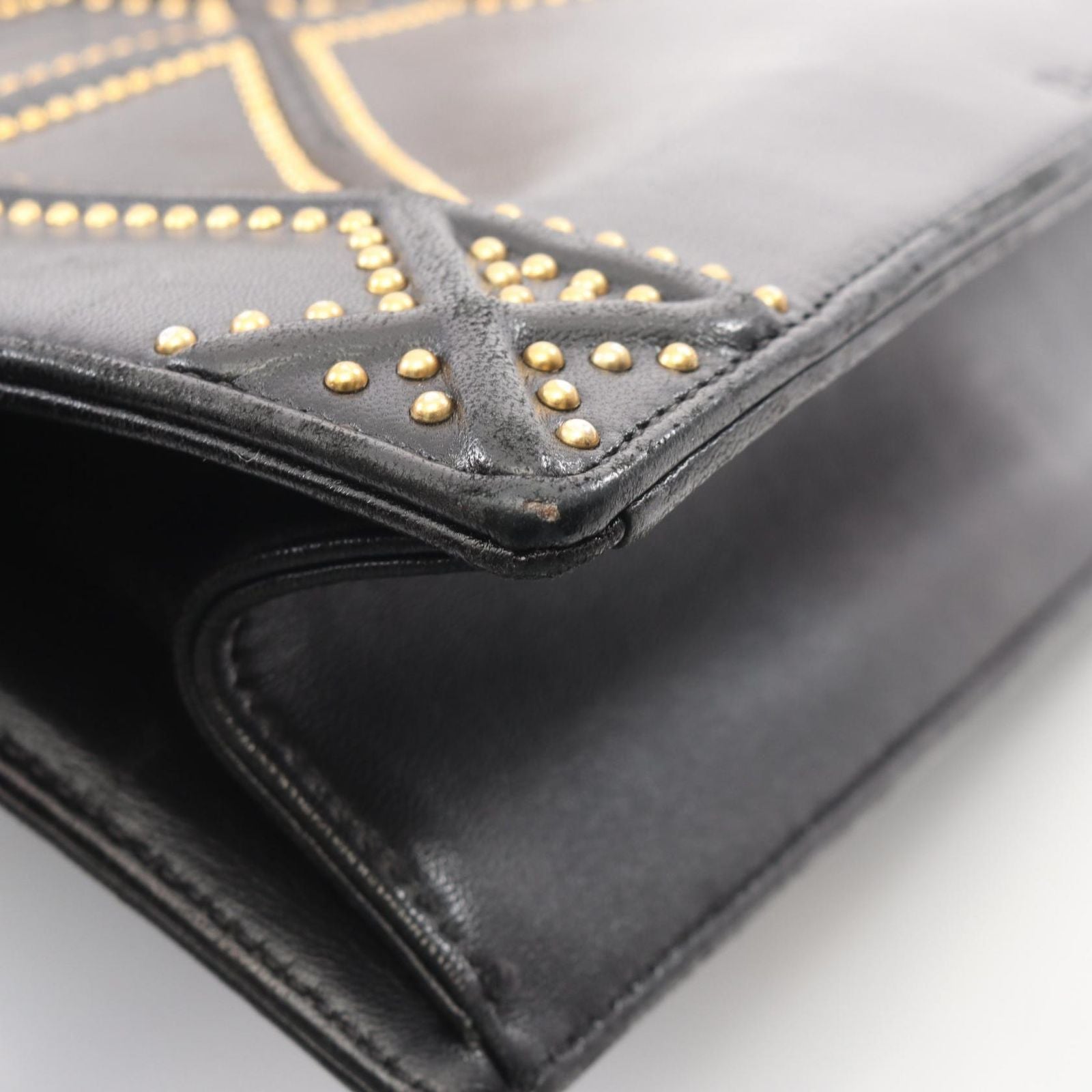 Dior Shoulder Bag Ama Black Leather Diorama Studs Chain — view 9
