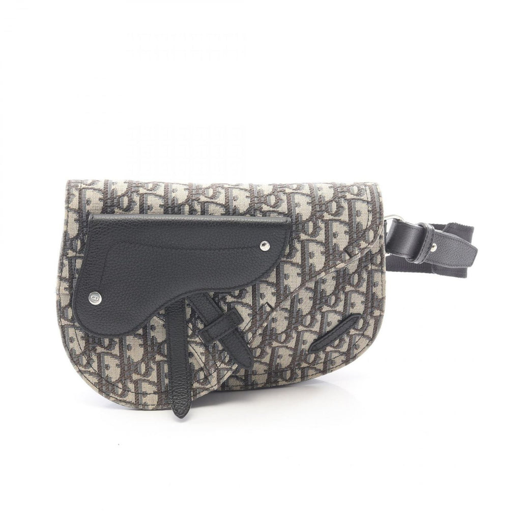 Dior Waist Bag Saddle Oblique Navy Black Canvas Leather