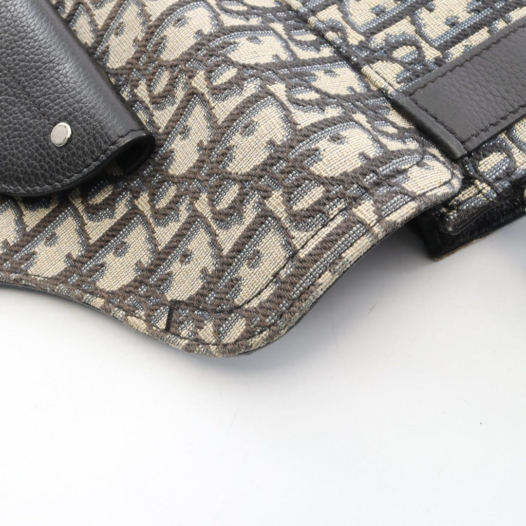 Dior Waist Bag Saddle Oblique Navy Black Canvas Leather — view 9
