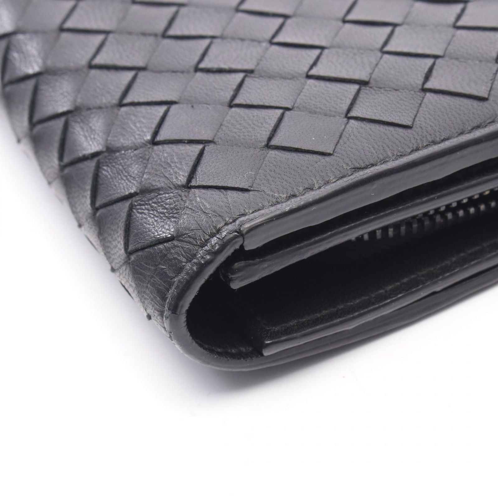 Bottega Veneta Bifold Wallet Intrecciato Black Leather — view 8