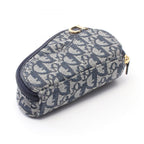 Dior Pouch Saddle Mini Trotter Navy Ivory Canvas Leather Oblique — view 2
