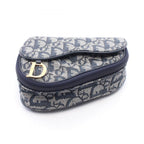 Dior Pouch Saddle Mini Trotter Navy Ivory Canvas Leather Oblique