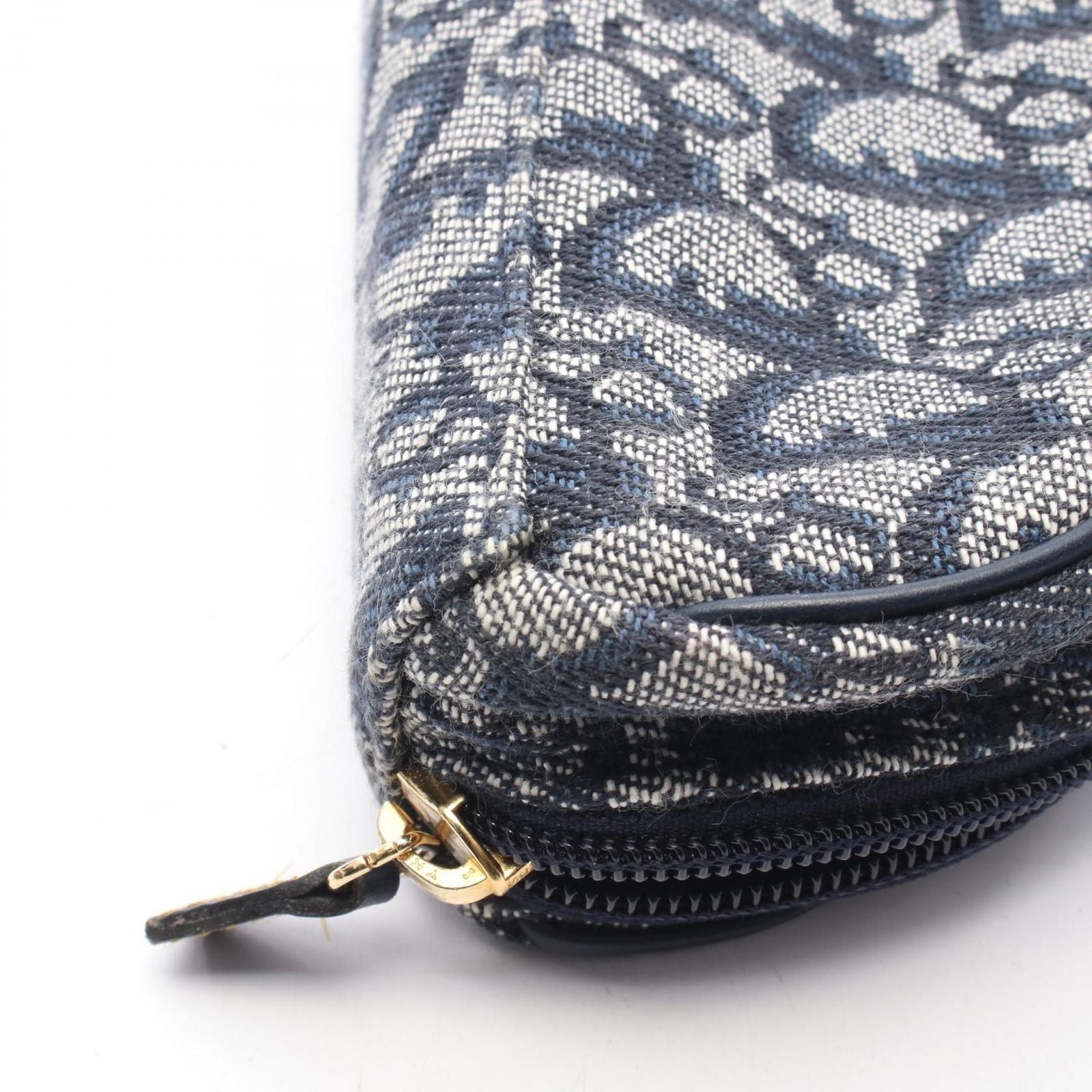 Dior Pouch Saddle Mini Trotter Navy Ivory Canvas Leather Oblique — view 7
