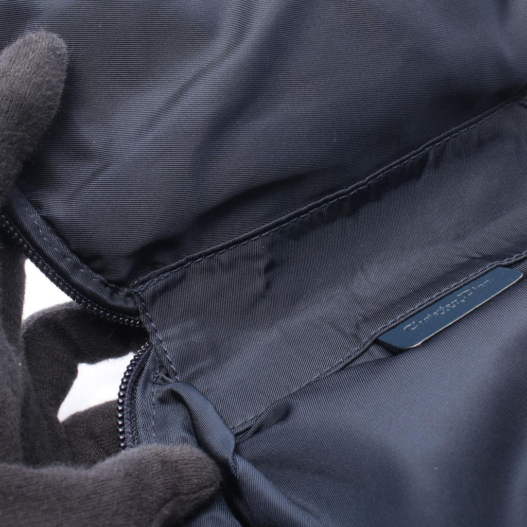 Dior Pouch Saddle Mini Trotter Navy Ivory Canvas Leather Oblique — view 6