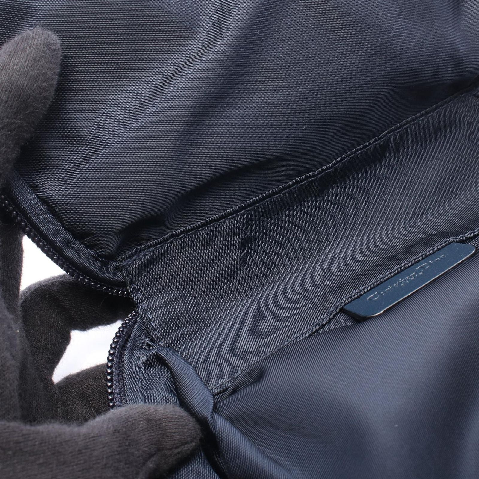 Dior Pouch Saddle Mini Trotter Navy Ivory Canvas Leather Oblique — view 6
