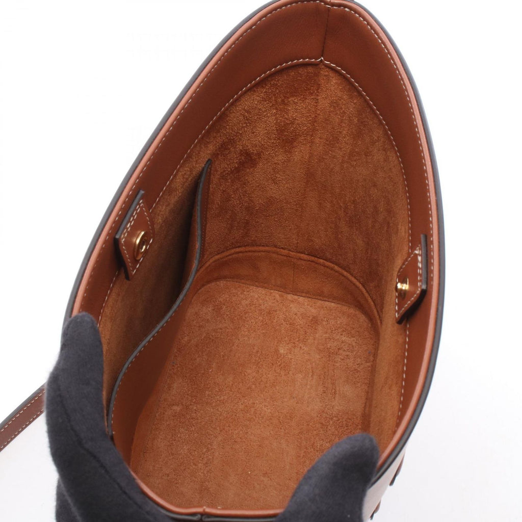 Celine Shoulder Bag Small Bucket Cuile Triomphe Brown Leather — view 3