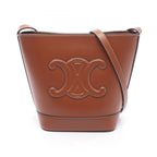 Celine Shoulder Bag Small Bucket Cuile Triomphe Brown Leather