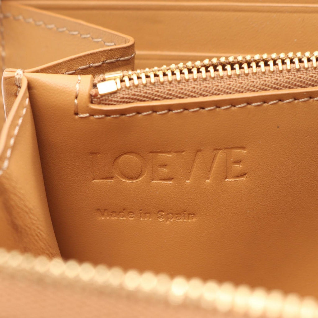 Loewe Round Wallet Puzzle Zip Around Camel Beige Ivory Leather — view 4