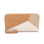 Loewe Round Wallet Puzzle Zip Around Camel Beige Ivory Leather