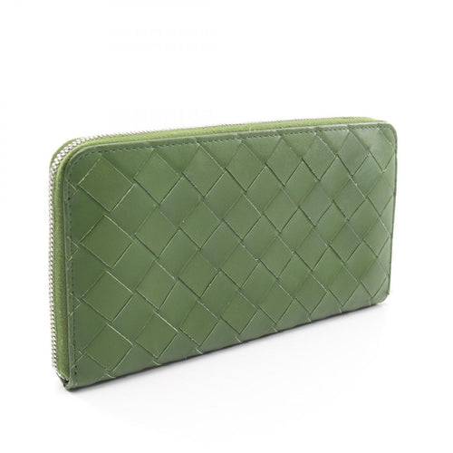 Bottega Veneta Round Wallet Intrecciato Green Leather — view 2
