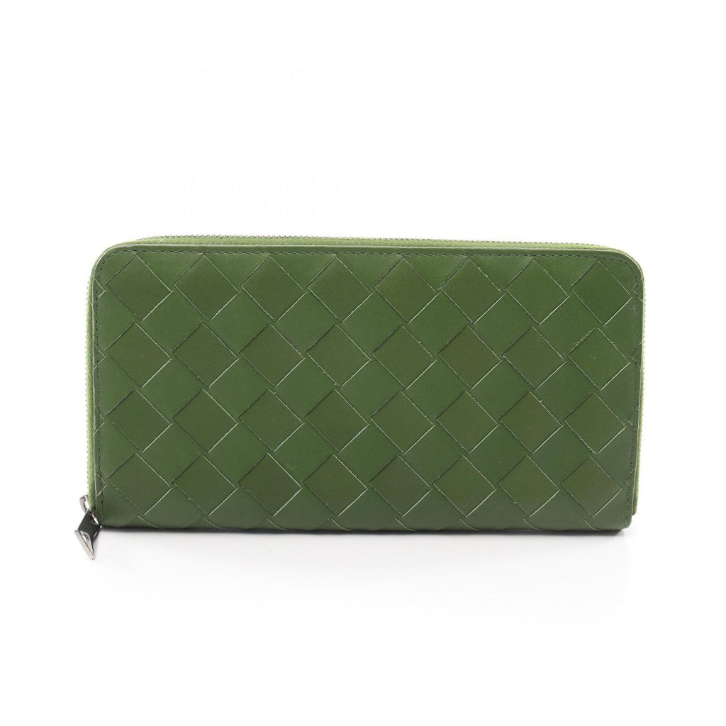 Bottega Veneta Round Wallet Intrecciato Green Leather